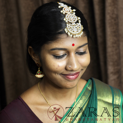Bharatanatyam Dance Jewellery - Round & Moon Full Stone Netti Chutti image 1