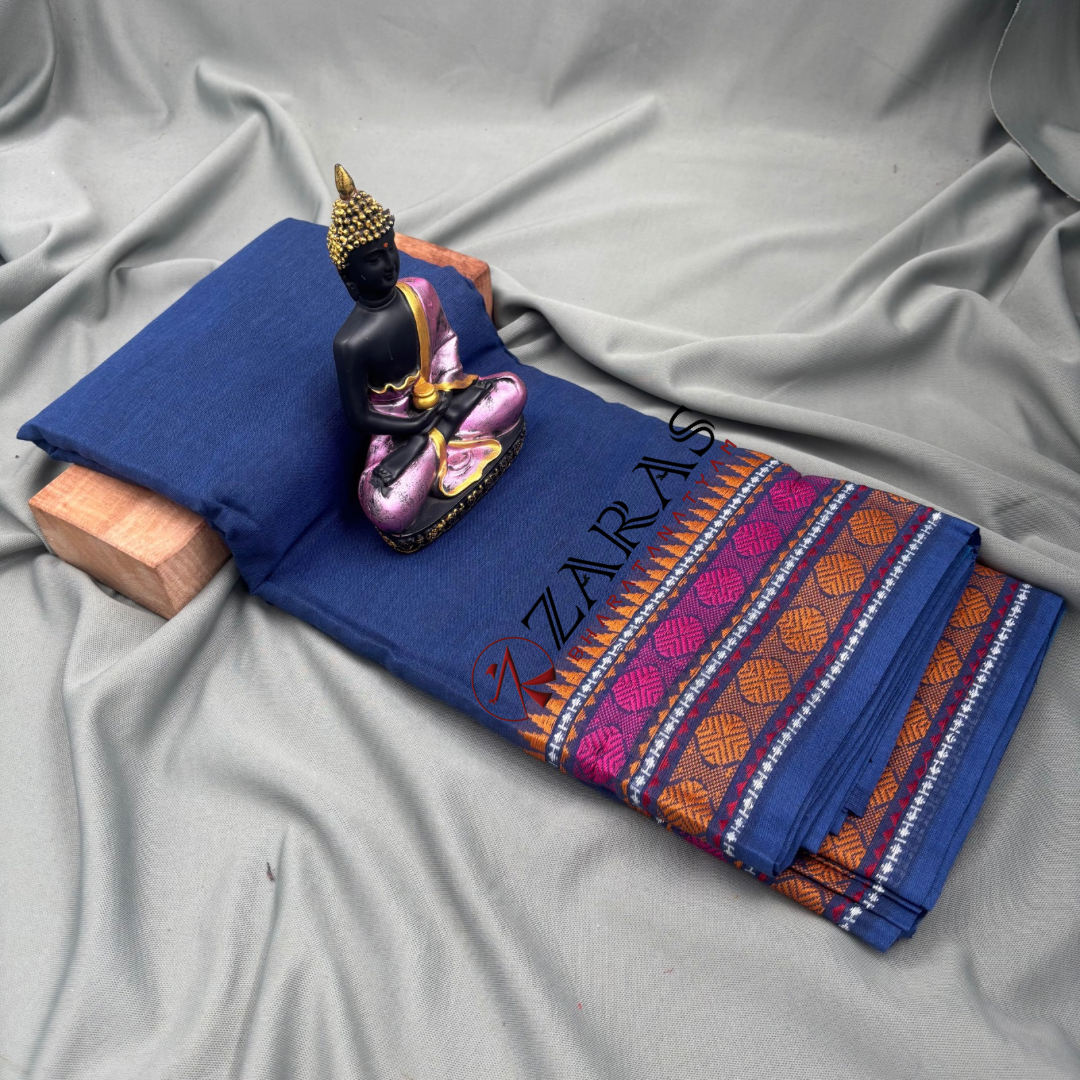 Bharatanatyam Dance Practice Saree - D Blue PY Single Coin Border image 1