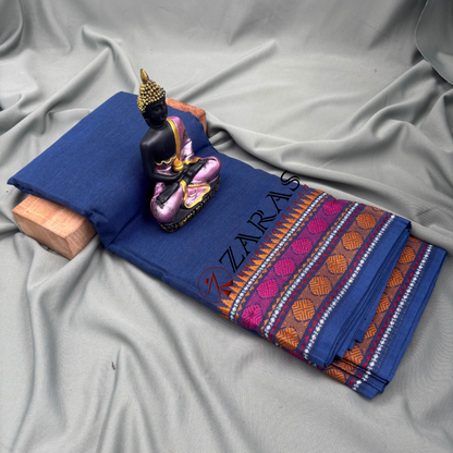 Bharatanatyam Dance Practice Saree - D Blue PY Single Coin Border image 1