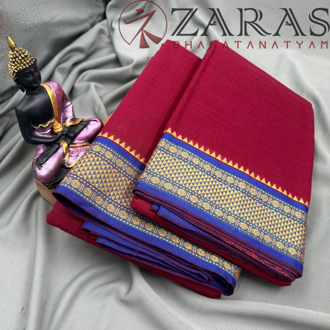 Bharatanatyam Dance Practice Saree - Maroon BL Gold Diamond Double Coin image 2