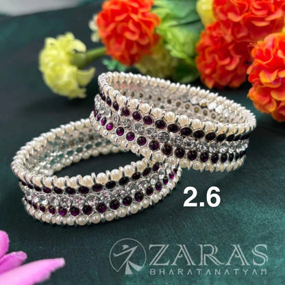 Bharatanatyam Dance Silver Jewellery - Kemp Sow Pattai Bangles CS