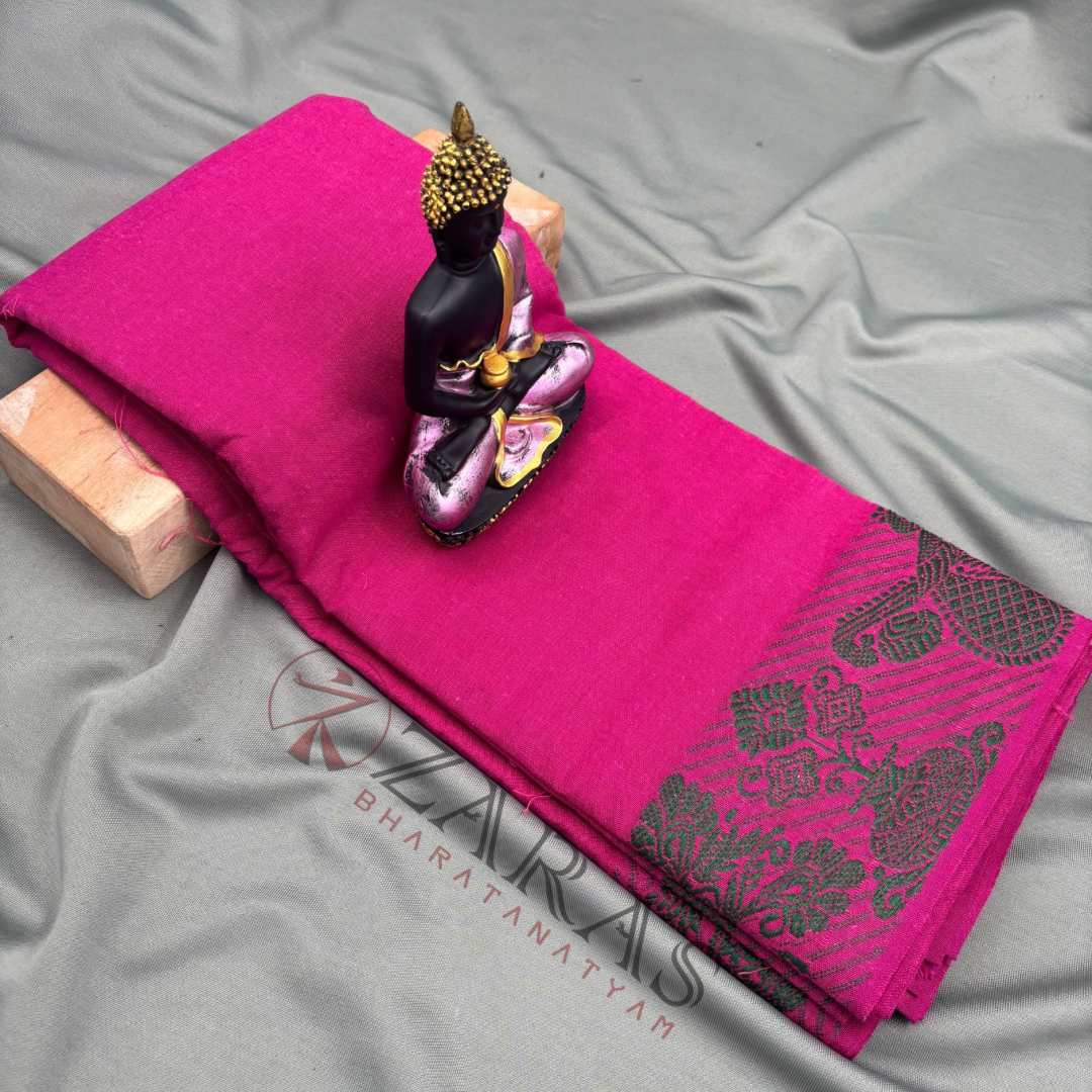 Bharatanatyam Dance Practice Saree - Purple Green Veena Border image 0