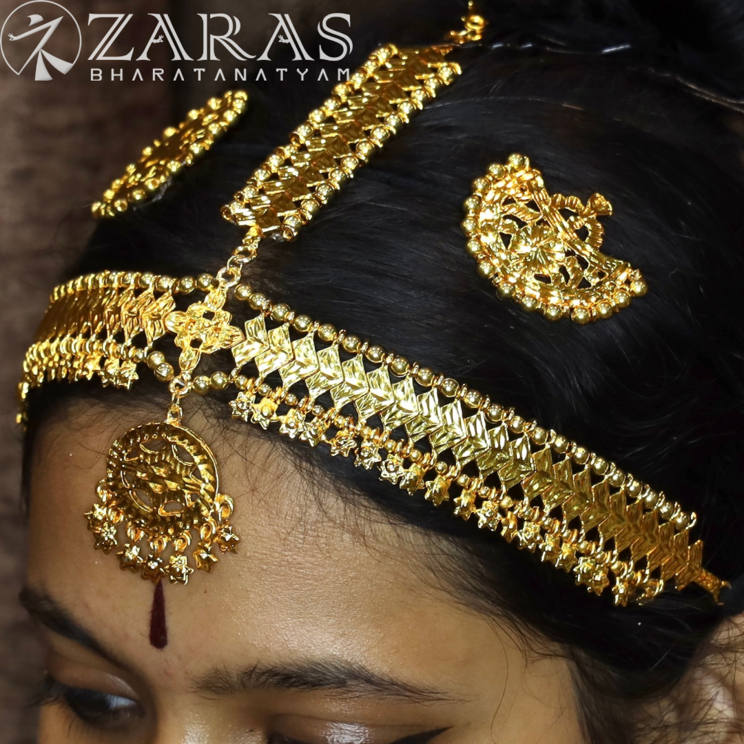 Bharatanatyam Dance Jewellery - V Design Full Gold Drop Star image 0