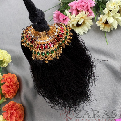 Bharatanatyam Dance Jewellery - Kunjalam Kemp 3 Line Hair Type image 2
