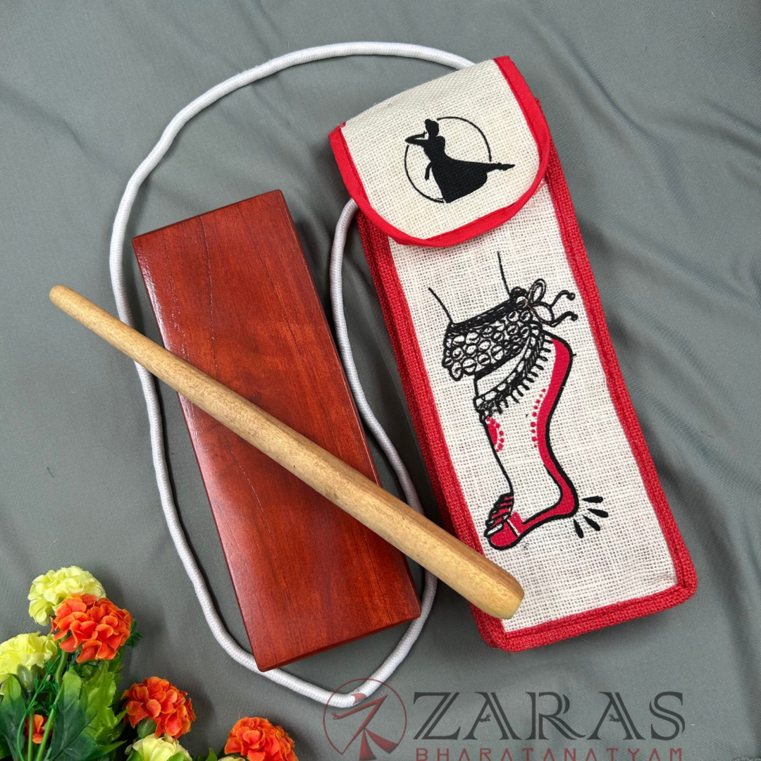 Bharatanatyam Dance Class Instruments - Thattu Manai Set / Thattu Kali POLISHED & Jute Bag Combo image 0