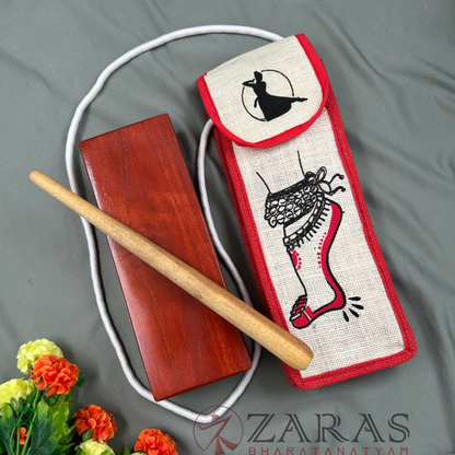 Bharatanatyam Dance Class Instruments - Thattu Manai Set / Thattu Kali POLISHED & Jute Bag Combo image 0
