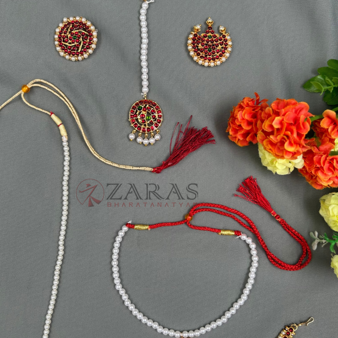 Bharatanatyam Dance Jewellery - Full Set Kemp S Peacock RGS (Kids Set) image 2