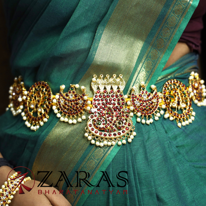 Bharatanatyam Dance Jewellery - Snake Moon Peocock Hip Belt RG Kemp (Ottiyanam) image 0
