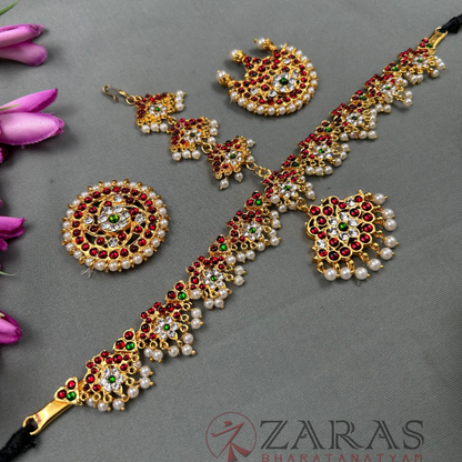 Bharatanatyam Dance Jewellery - Headset Flower RG Kemp Beads CS image 1