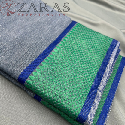 Bharatanatyam Dance Practice Saree - Grey Green Gopuram Border image 1