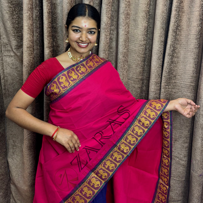 Bharatanatyam Dance Practice Saree - Pink with Mus Doll Border image 0