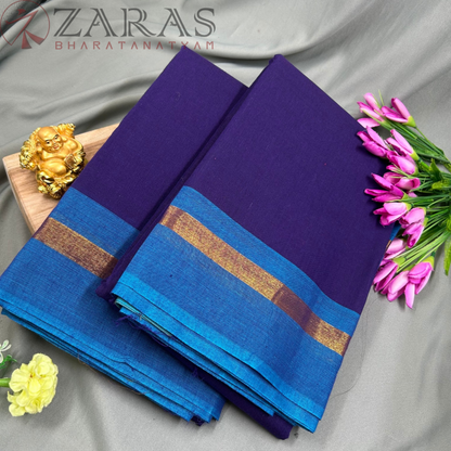 Bharatanatyam Dance Practice Saree - Dark Blue with Blue Plain Border image 1