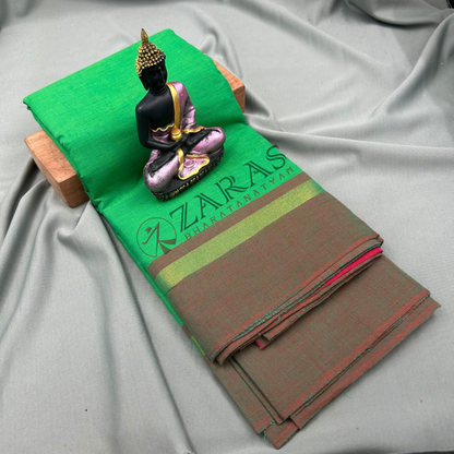 Bharatanatyam Dance Practice Saree - Green with Red Plain Border image 0