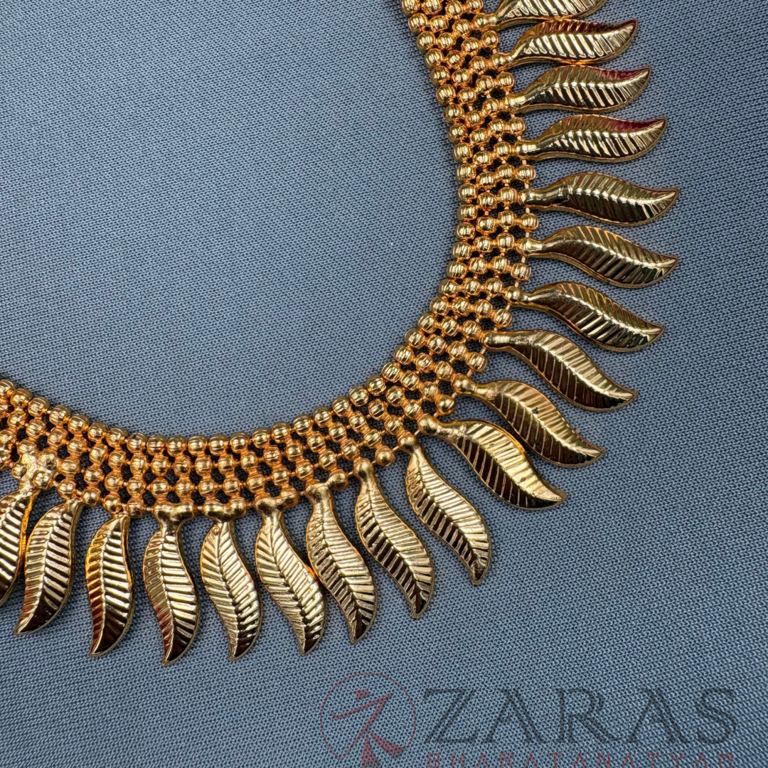 Bharatanatyam Dance Jewellery Necklace - Leaf Gold Beads image 2