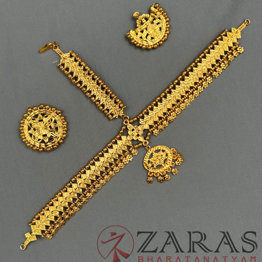 Bharatanatyam Dance Jewellery - V Design Full Gold Drop Star image 2