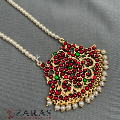 Bharatanatyam Dance Jewellery Haaram - 1 Line Beads RG Kemp Padakam (Muthu Maalai) image 3