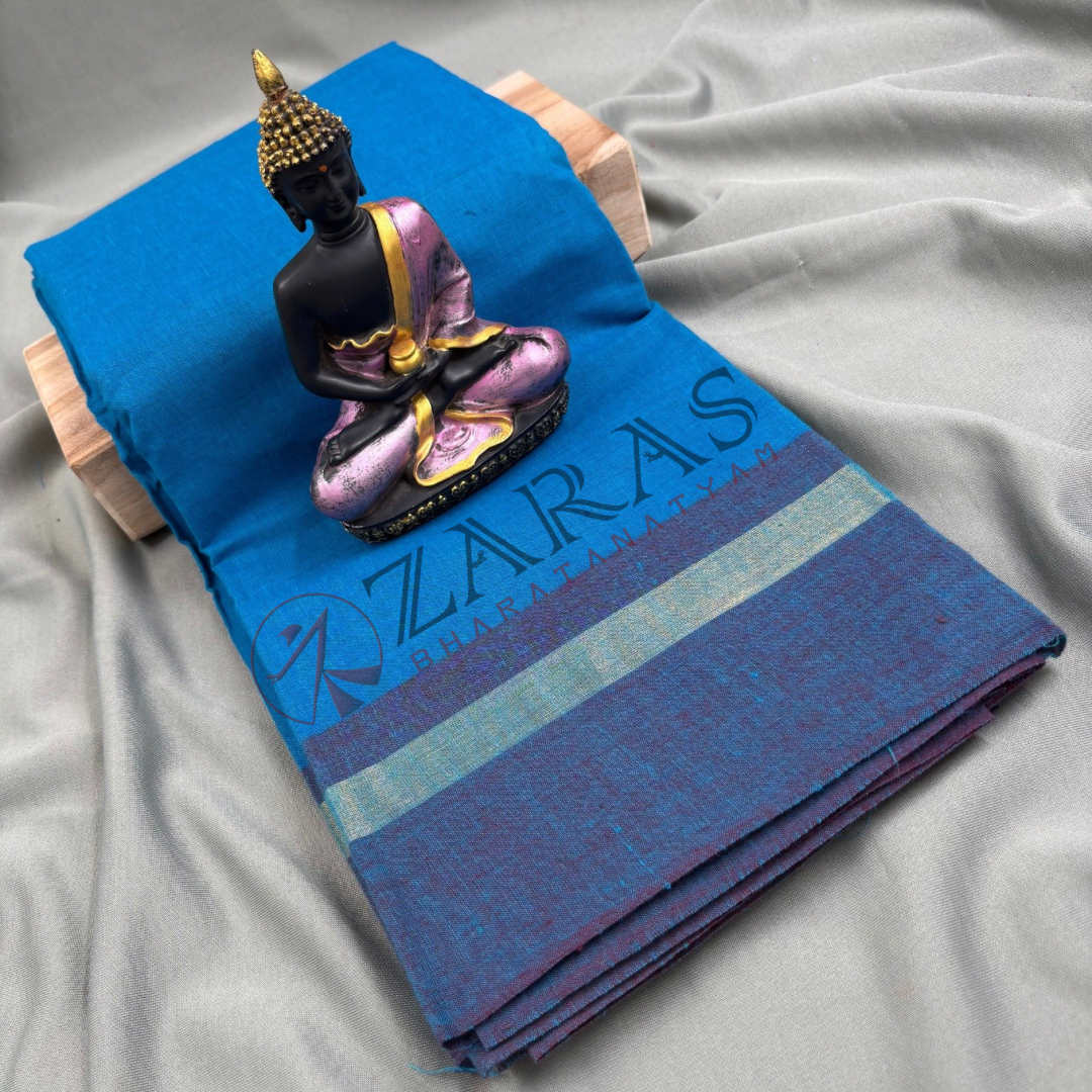 Bharatanatyam Dance Practice Saree - L Blue with Blue Plain Border image 0