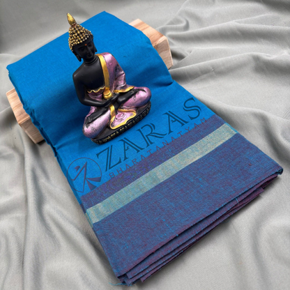 Bharatanatyam Dance Practice Saree - L Blue with Blue Plain Border image 0