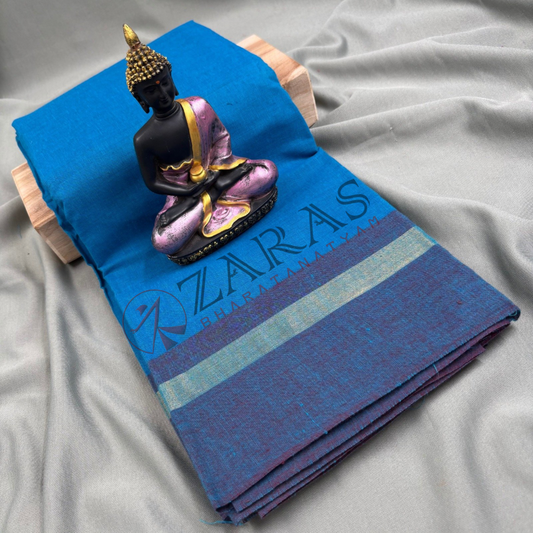 Bharatanatyam Dance Practice Saree - L Blue with Blue Plain Border image 0