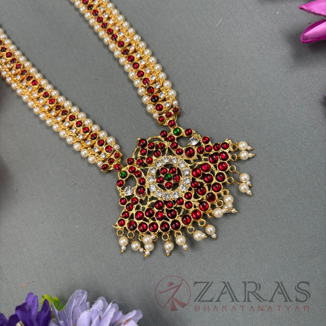 Bharatanatyam Dance Jewellery Haaram - Manga RG Kemp Beads Maalai / Long Haaram image 2