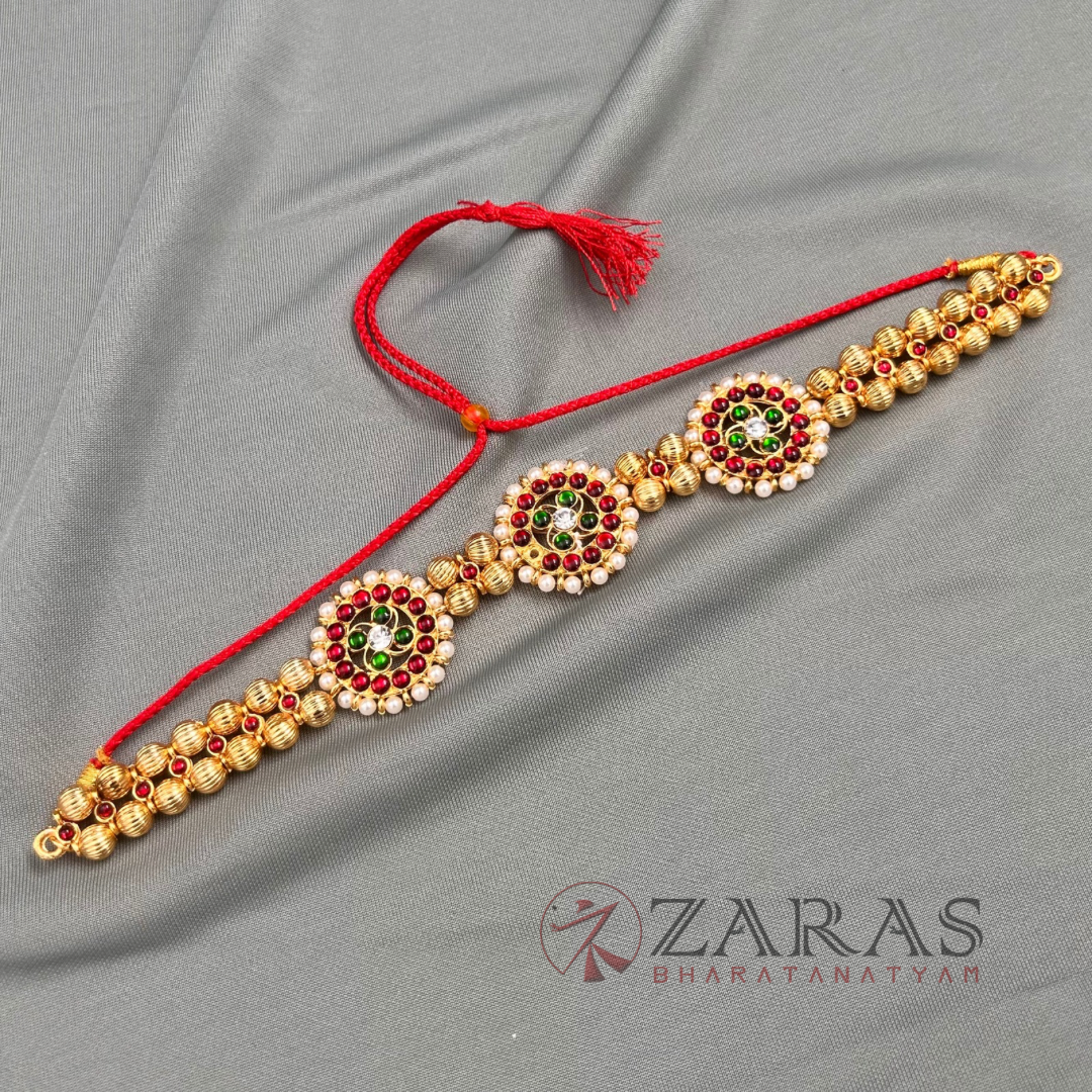 Bharatanatyam Dance Jewellery - 2L Gold Balls Choker Kemp 3S image 1