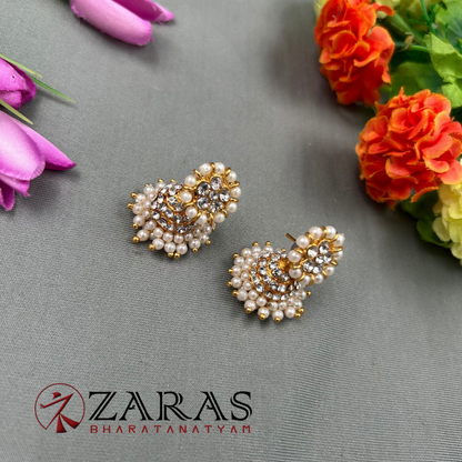 Bharatanatyam Dance Jewellery - 3 Line Jimiki White Stone image 0