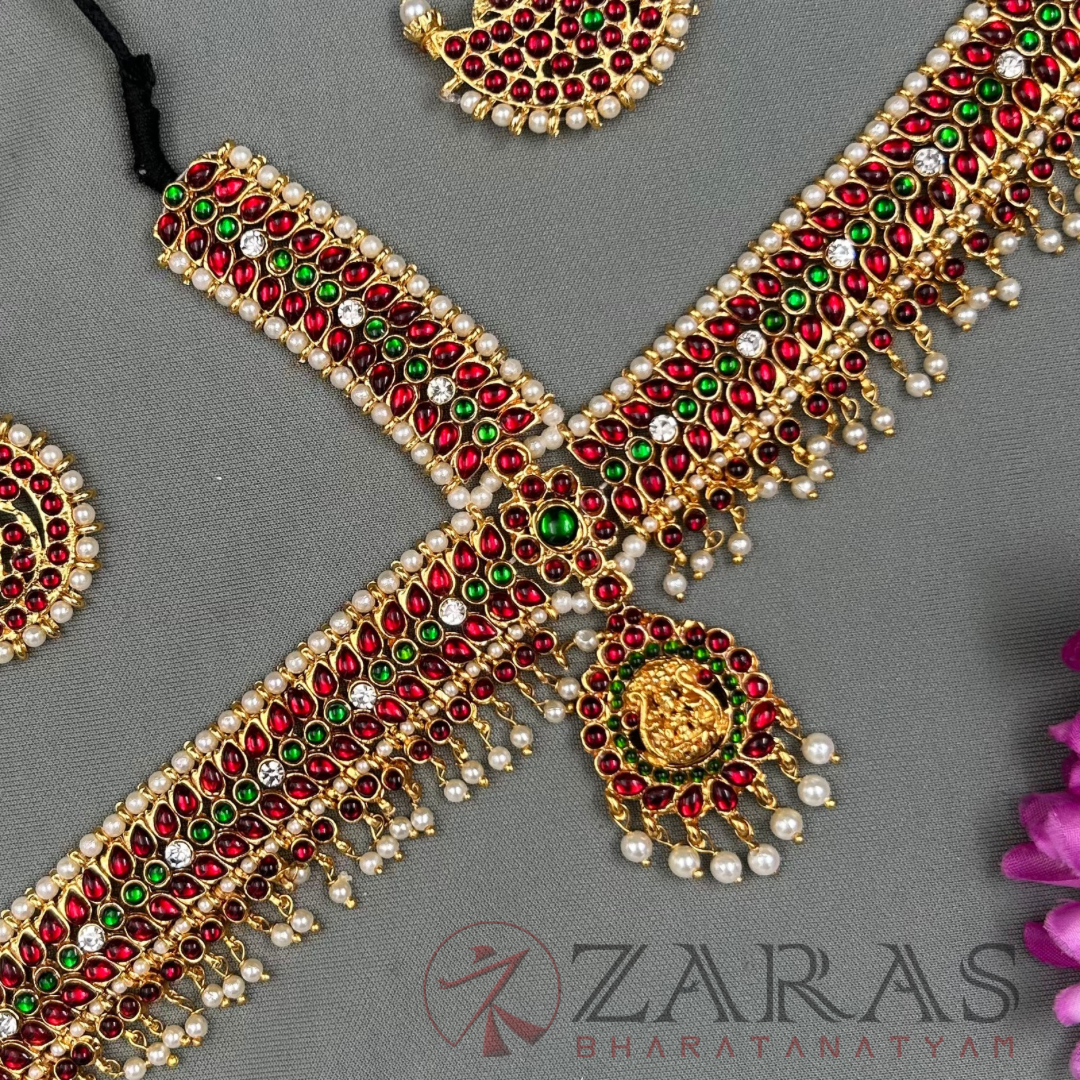 Bharatanatyam Dance Jewellery - Headset Leaf Lakshmi RG Kemp Beads Dr image 0