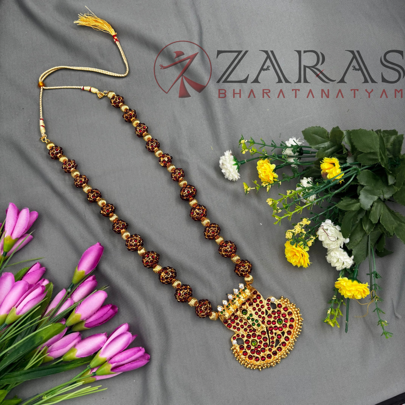 Bharatanatyam Dance Jewellery - Haaram Snake & Rudraksha RG Kemp image 1