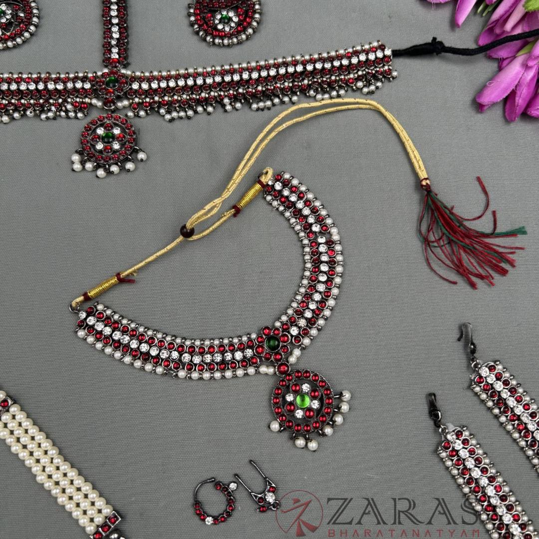 Bharatanatyam Dance Jewellery Black - Full Set Kemp Sow RGSl image 3