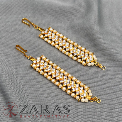 Bharatanatyam Dance Jewellery - V Maatal Full White Stone Sara image 3