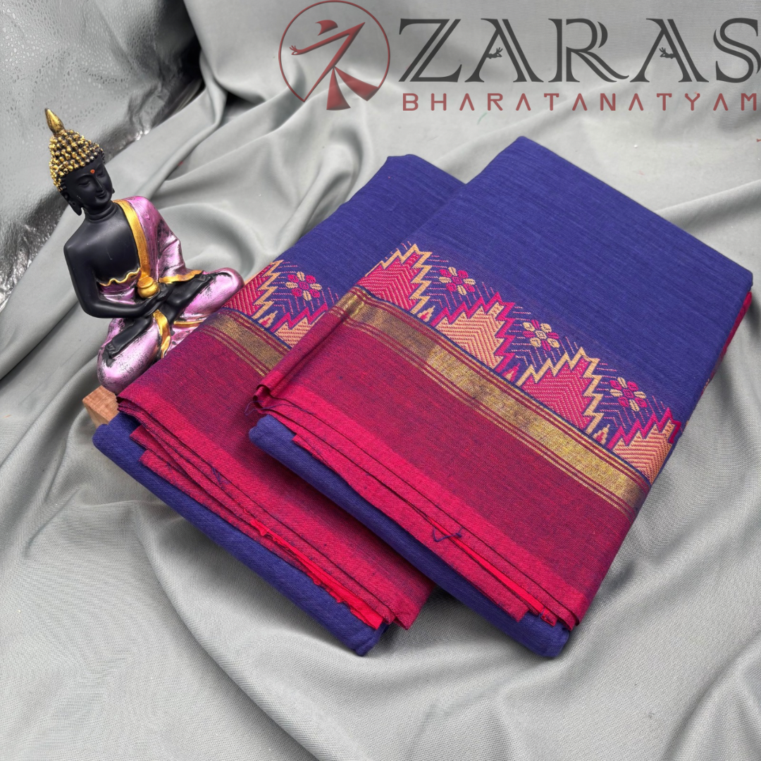 Bharatanatyam Dance Practice Saree - Dark Blue RD Gopuram Border image 1