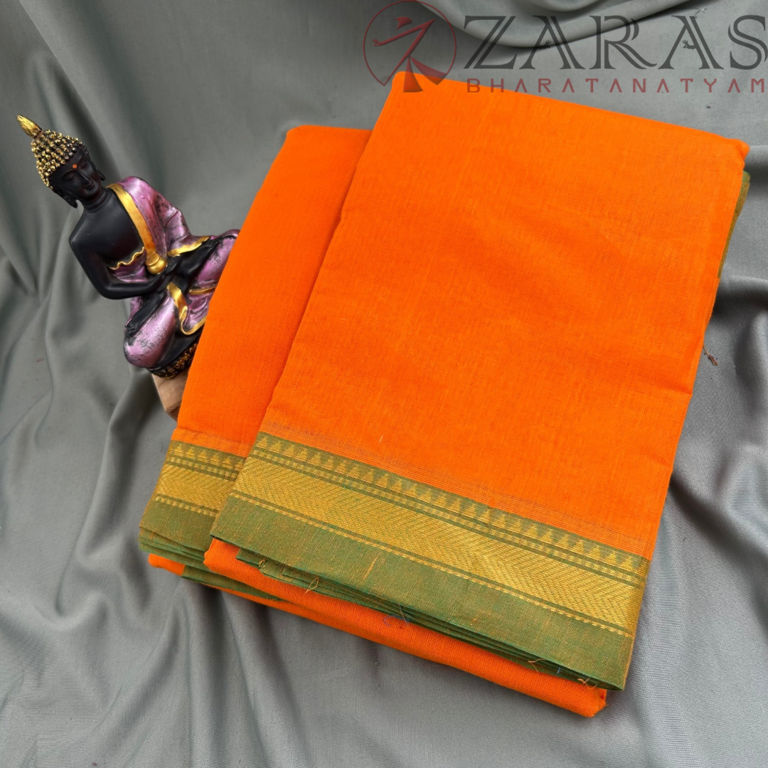 Bharatanatyam Dance Practice Saree - M Yellow with Green Thilagam Border image 1