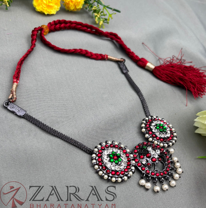 Bharatanatyam Dance Jewellery Black - Necklace Sun & Peacock RG Kemp Beads image 1
