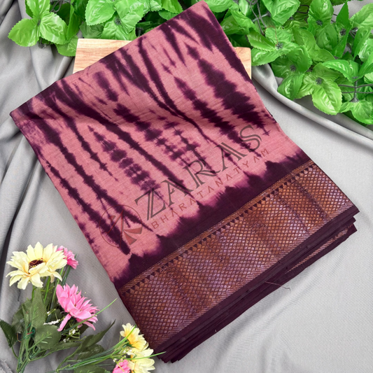 Bharatanatyam Dance Practice Saree - Violet with D Sandal Double color Saree with Blouse Material image 0