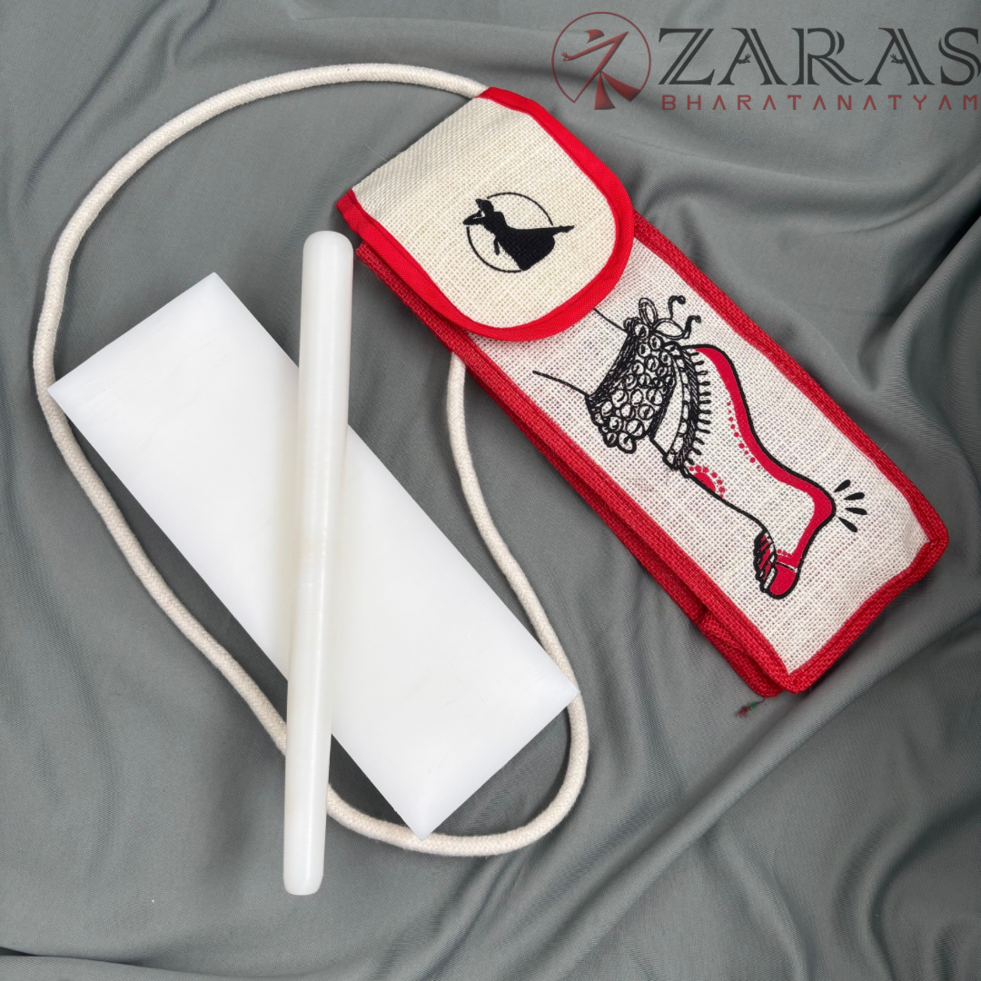Bharatanatyam Dance Class Instruments - Fiber Thattu Manai (Big) Set + Salangai jute Bag (Combo) image 1