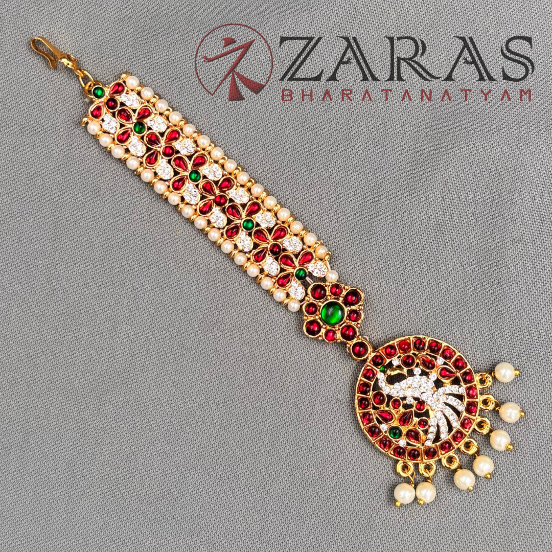 Bharatanatyam Dance Jewellery - Peacock Flower RGS Kemp Netti Chutti image 2