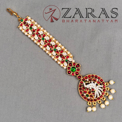 Bharatanatyam Dance Jewellery - Peacock Flower RGS Kemp Netti Chutti image 2