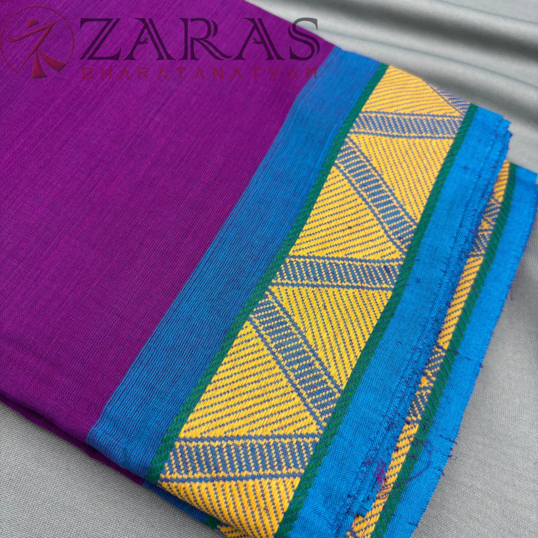 Bharatanatyam Dance Practice Saree - Purple Y Triangle Border image 1