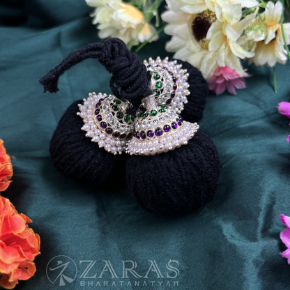 Bharatanatyam Dance Jewellery Silver - Kemp Kunjalam 3 Line Thread Type image 0