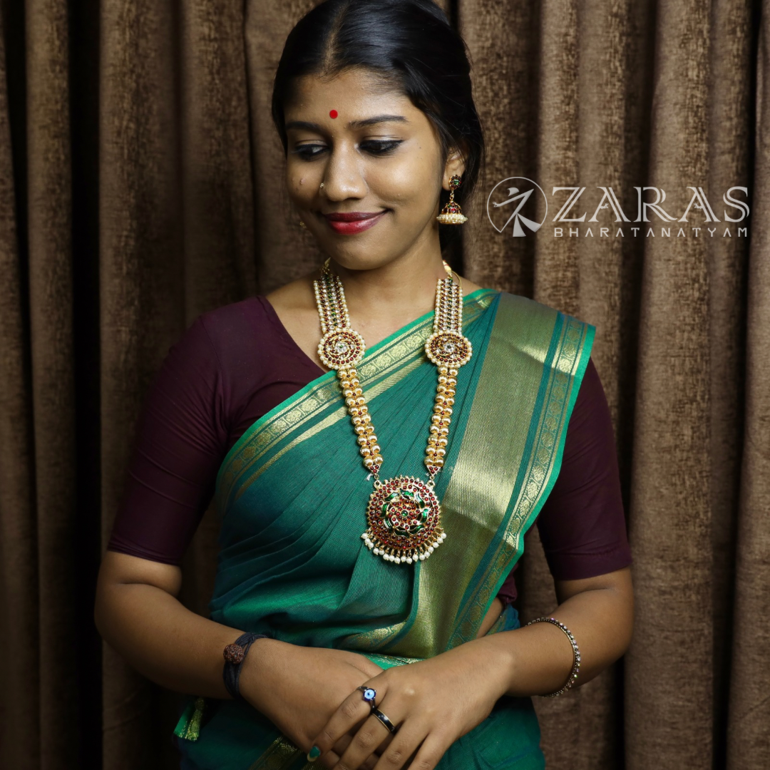 Bharatanatyam Dance Jewellery - Sun with Flower RG Kemp Haaram / Long Chain image 1