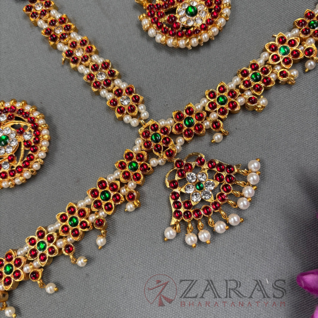 Bharatanatyam Dance Jewellery - Headset Flower RG Kemp Beads image 2