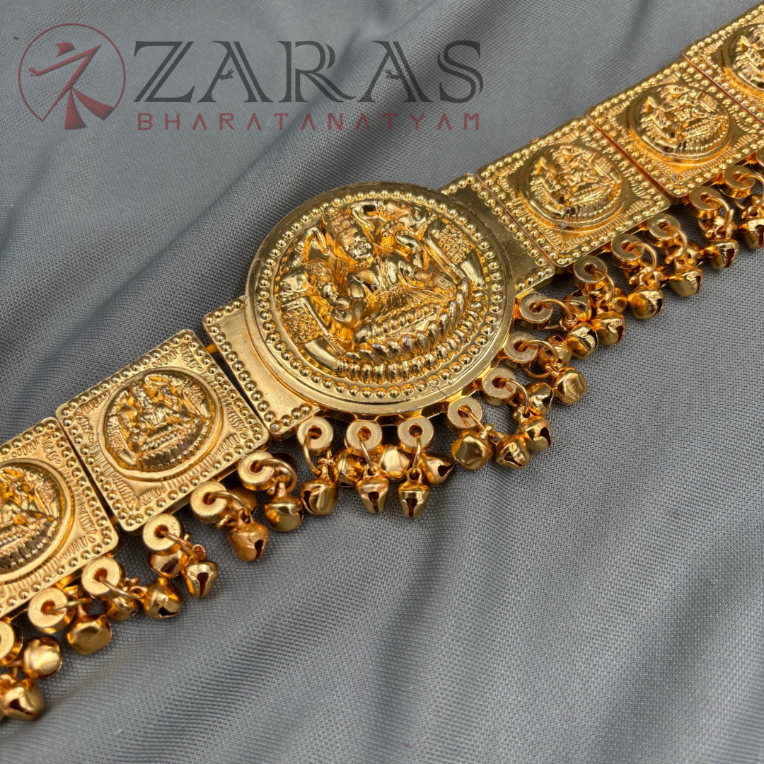 Bharatanatyam Dance Jewellery - Lakshmi Round Gold Hip Belt (Ottiyanam) image 2