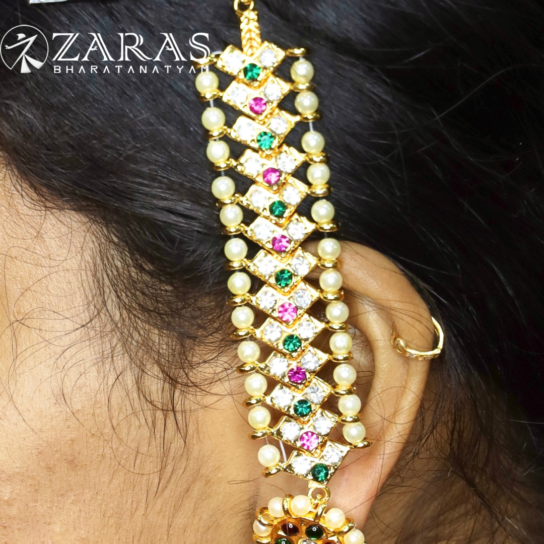 Bharatanatyam Dance Jewellery - V Maatal Green Pink White Stone image 0