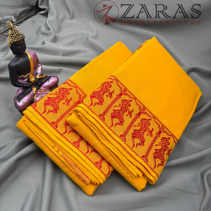 Bharatanatyam Dance Practice Saree - Yellow Red Doll Border image 2