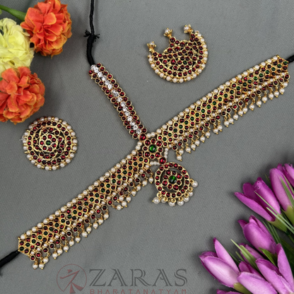 Bharatanatyam Dance Jewellery - Headset V Round Red Green Kemp image 0