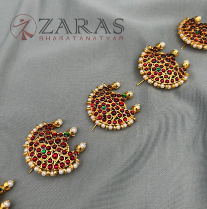 Bharatanatyam Dance Jewellery - RG Kemp Jada Billa Moon Design BE (Set of 9 Pcs) image 1