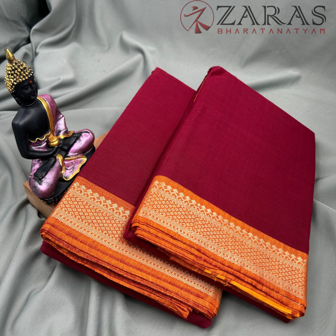 Bharatanatyam Dance Practice Saree - Maroon Gold S Gopuram Diamond image 2