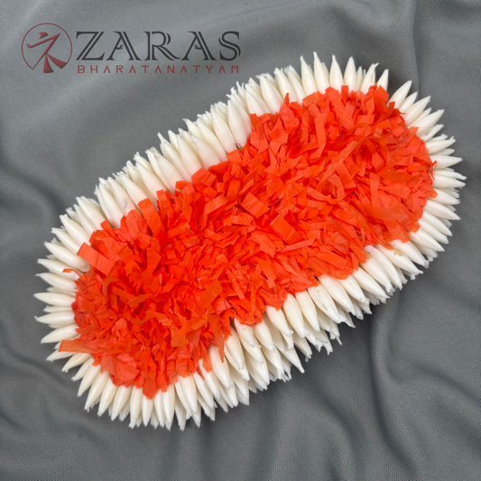 Bharatanatyam Dance Plastic Flower - White &amp; Orange Mixed Sharp pattai image 0