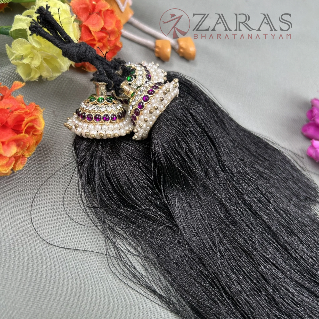 Bharatanatyam Dance Jewellery Black - Kemp Kunjalam 3 Line Thread Type image 1