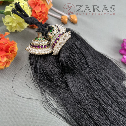 Bharatanatyam Dance Jewellery Black - Kemp Kunjalam 3 Line Thread Type image 1